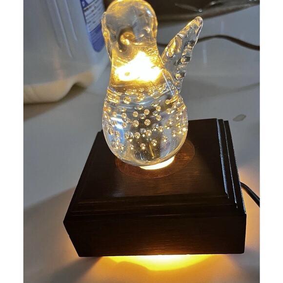 Vintage Crystal bird By Andre Richard on wooden light up stand Night Light - Picture 9 of 15